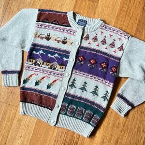 Vintage Woolrich Native Inspired Cozy Cabin Cardigan Sweater Women's Medium